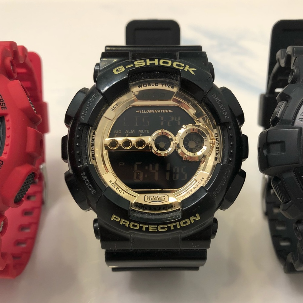 Black and Gold G-Shock watch